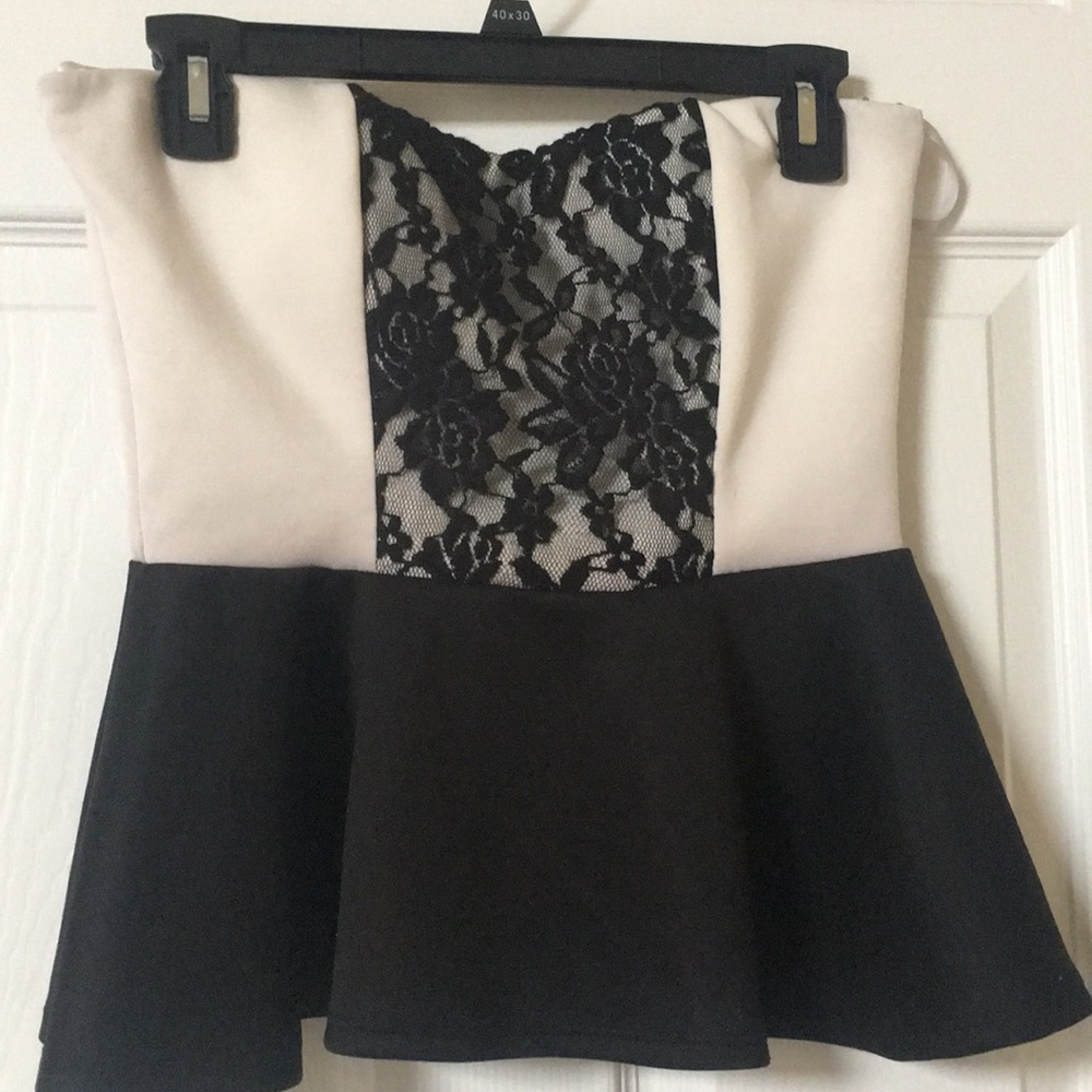 Deb tube top! Never worn! Black & white with lace